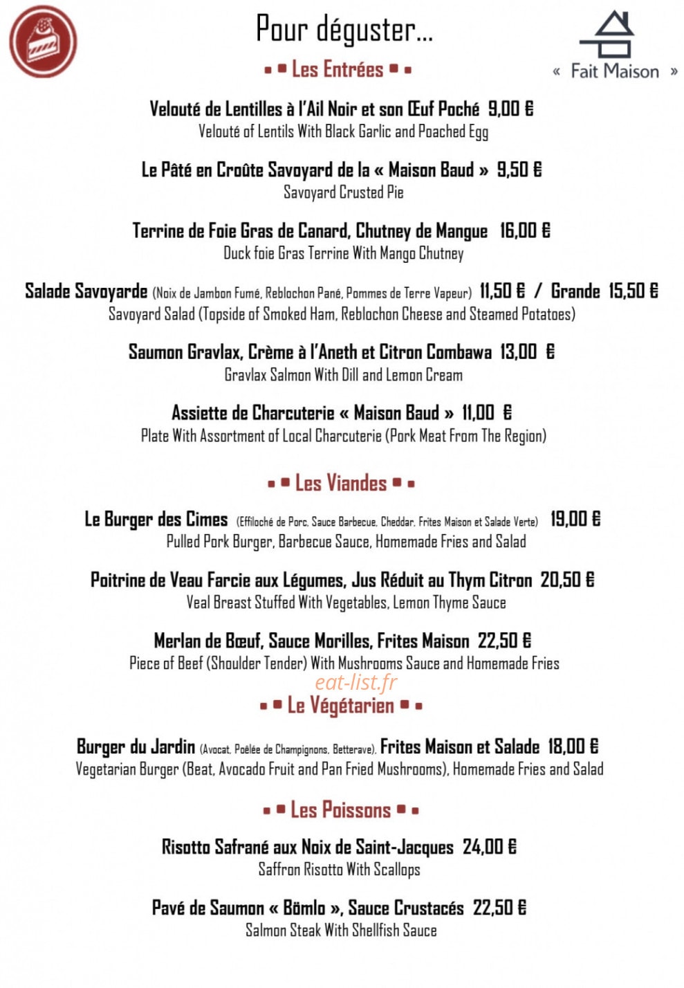 Les Cimes — carte page 1