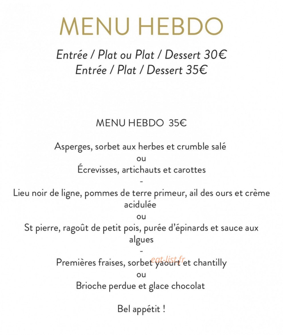 Carte et menu de Les Quais à Annecy — Menu hebdo