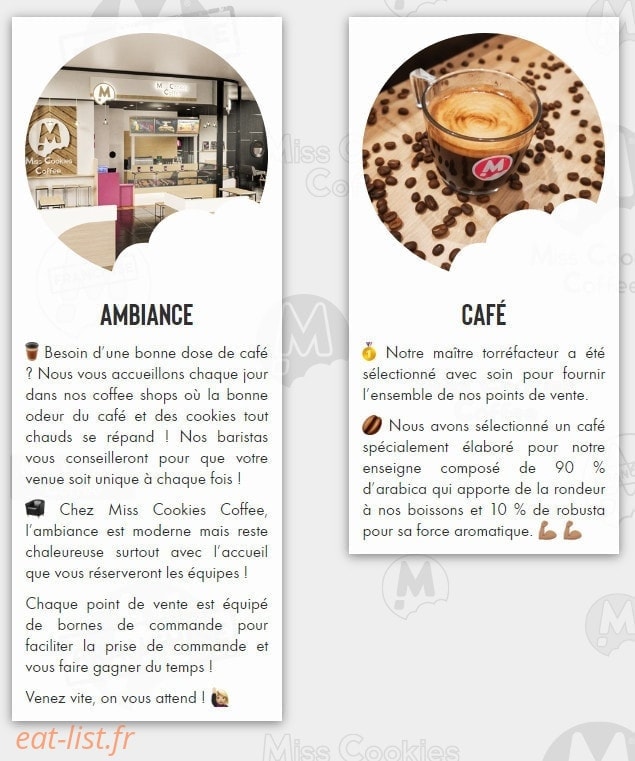 Miss Cookies Coffee — carte page 1
