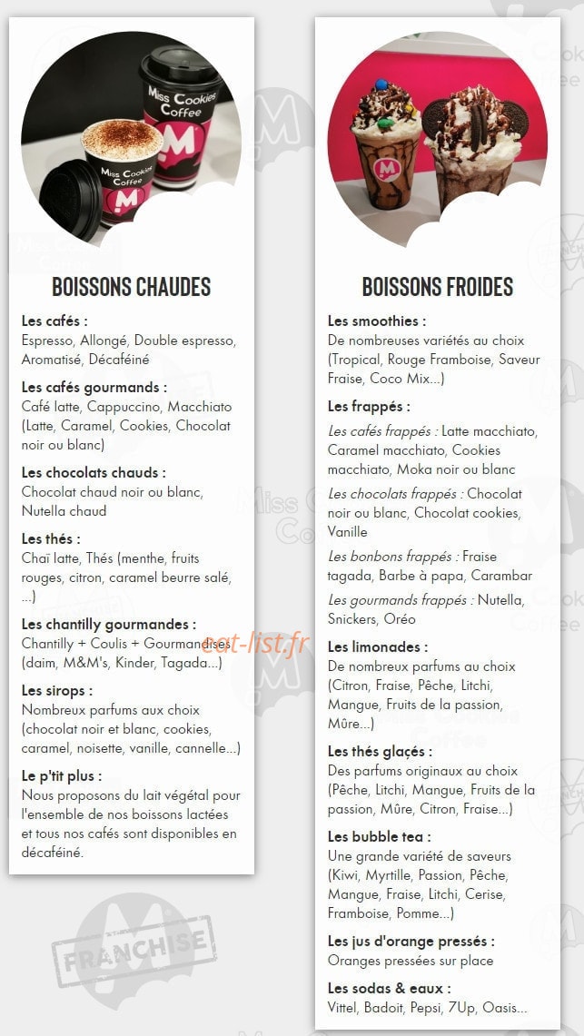 Miss Cookies Coffee — carte page 4