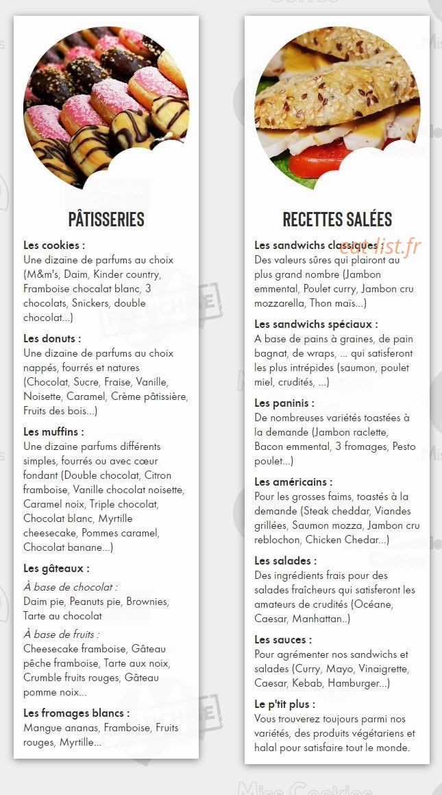 Miss Cookies Coffee — carte page 3
