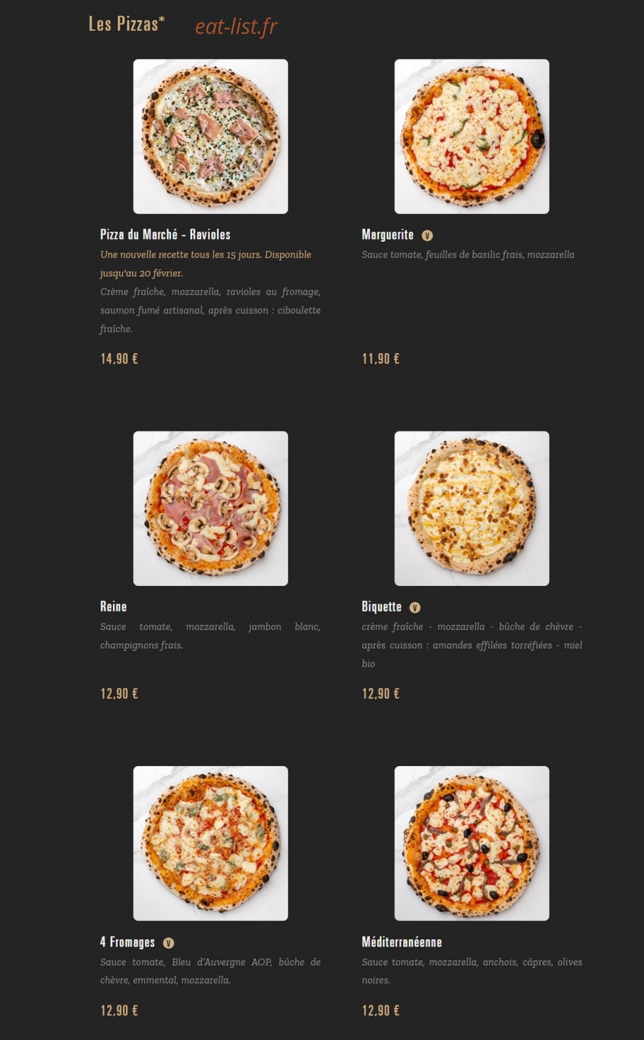 Pizza Cosy — carte page 1