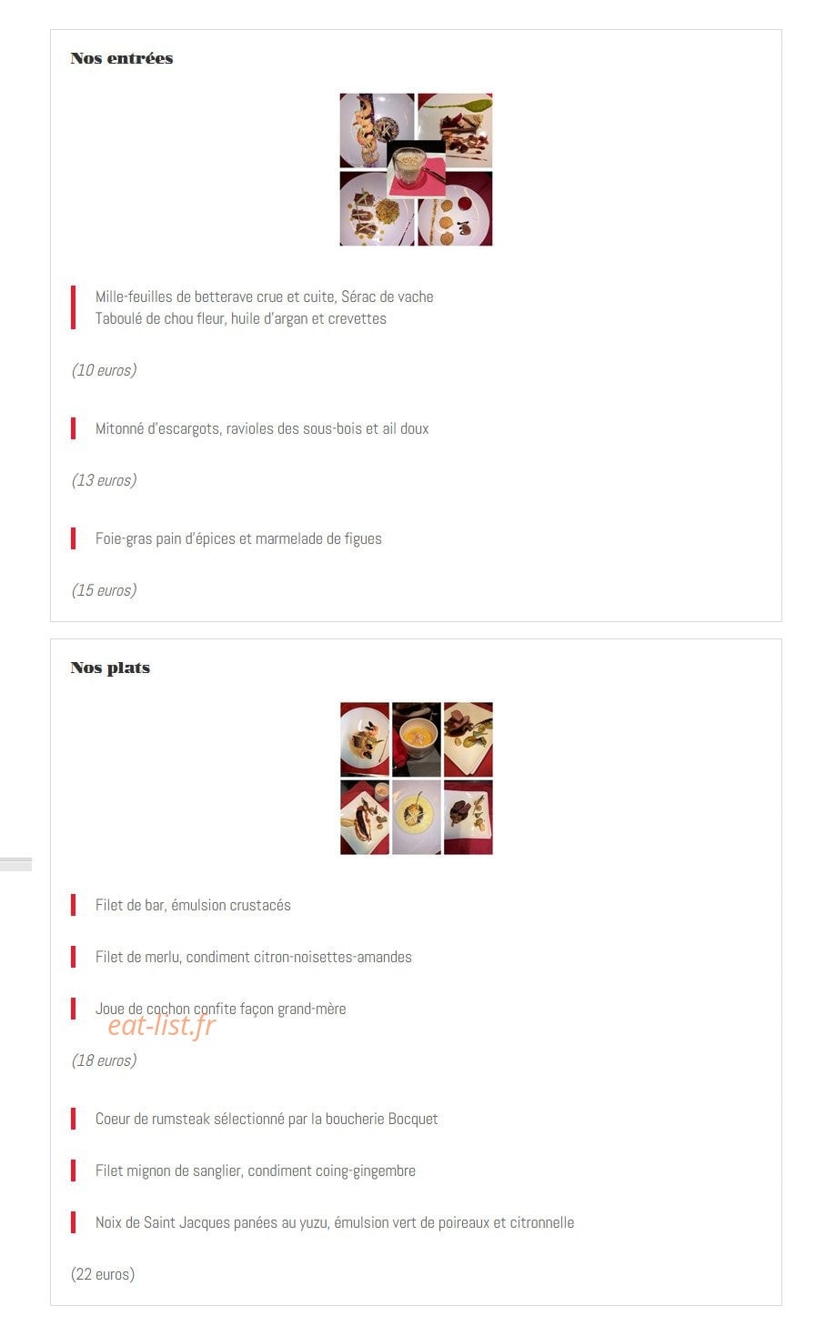 Restaurant 1er Mets — carte page 3