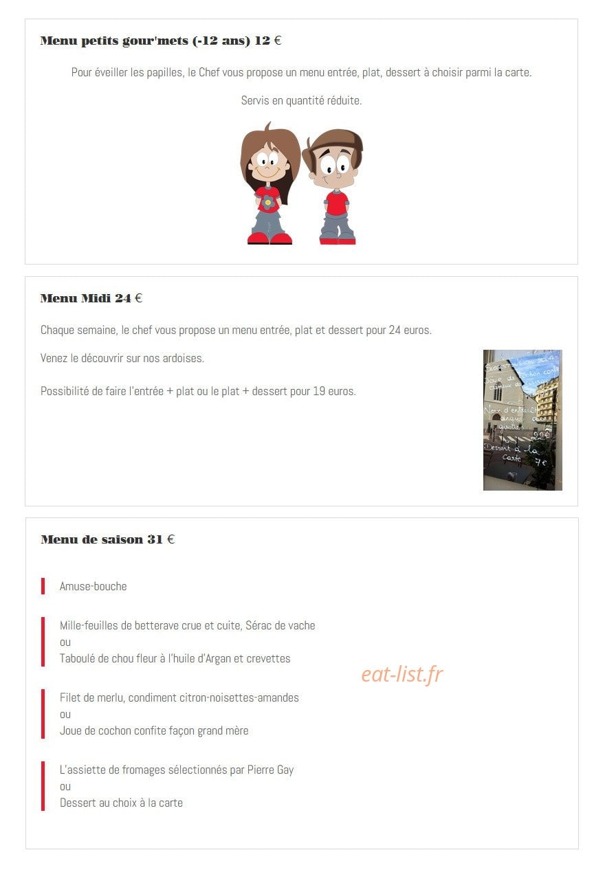 Restaurant 1er Mets — carte page 1