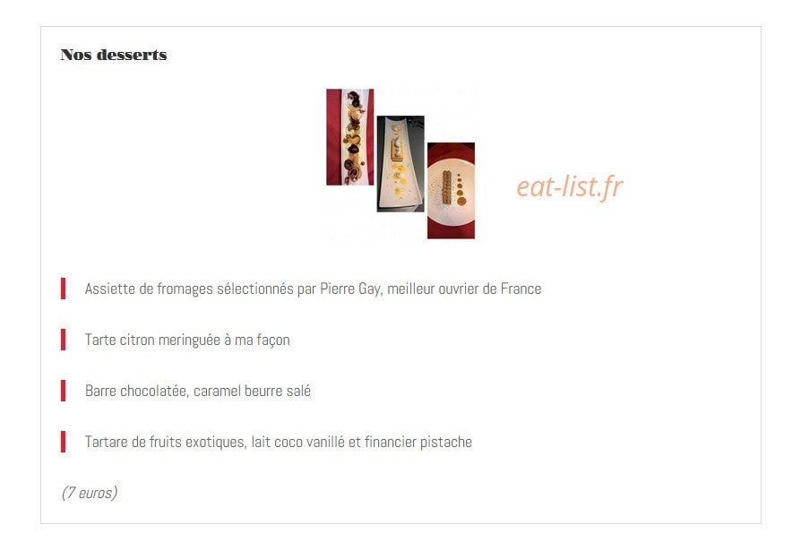 Restaurant 1er Mets — carte page 4