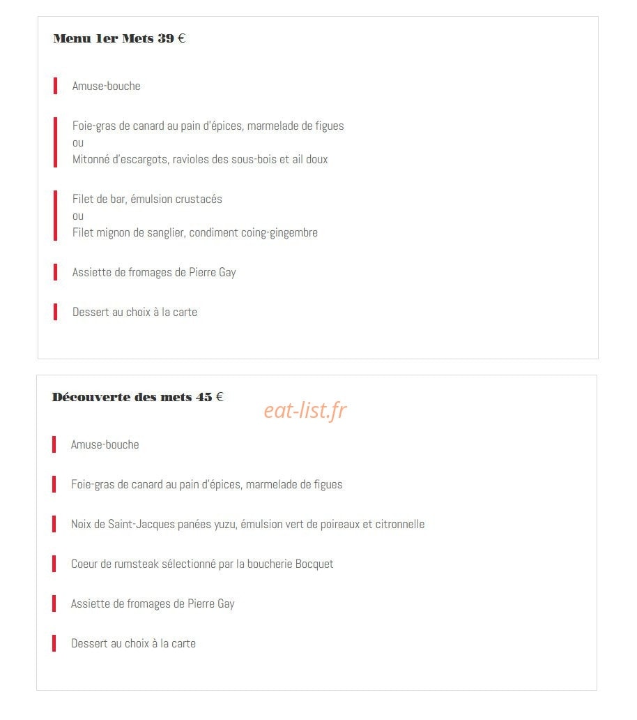 Restaurant 1er Mets — carte page 2