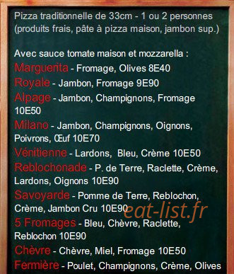 Restaurant Pizzeria 22 bis — carte page 1
