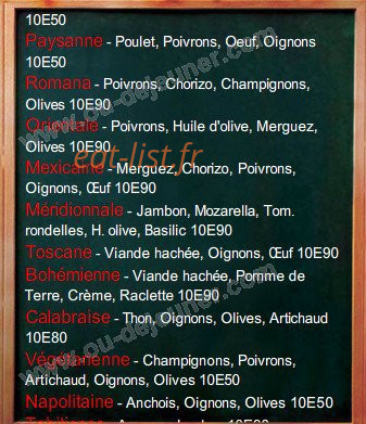 Restaurant Pizzeria 22 bis — carte page 2