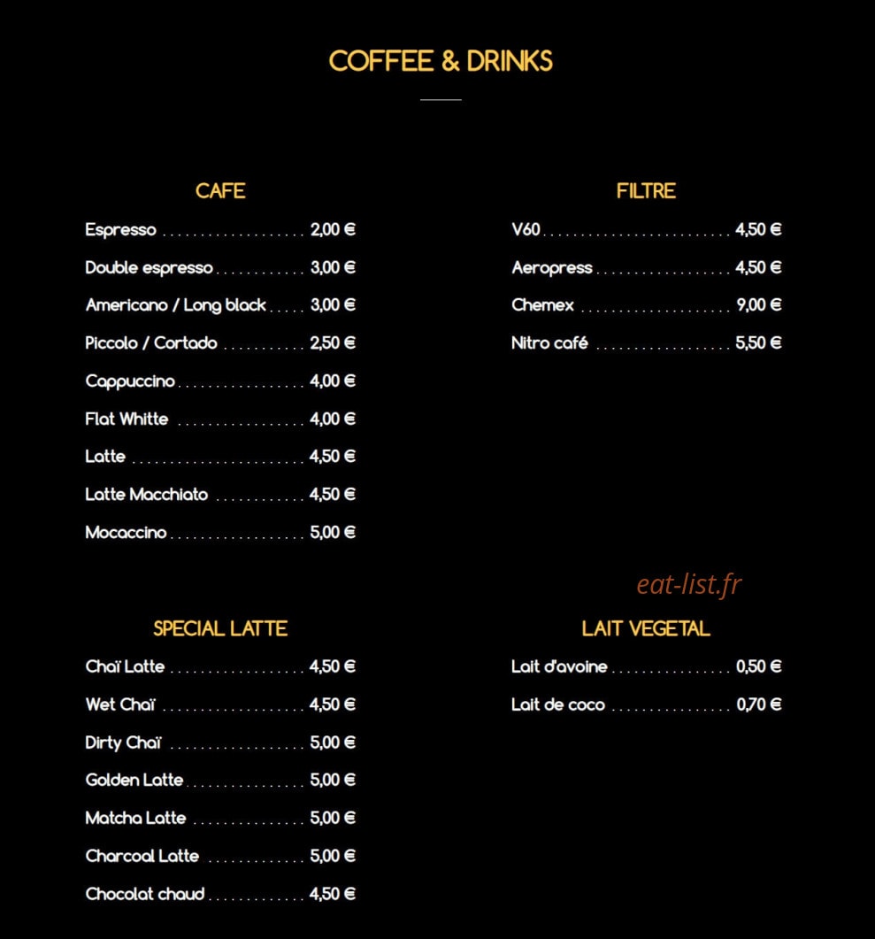 Slake Coffee — carte page 4