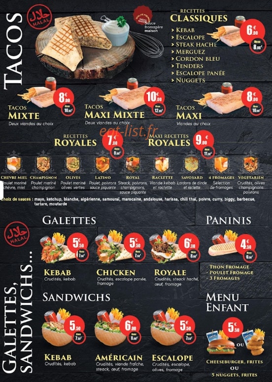 Tacos royal — carte page 2