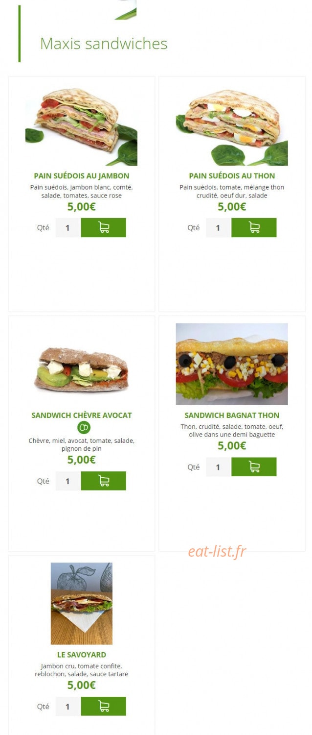 Urban Food — carte page 8