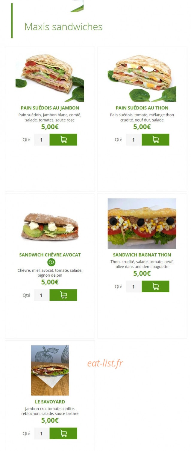 Urban Food — carte page 8
