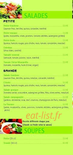 Urban Food — carte page 2