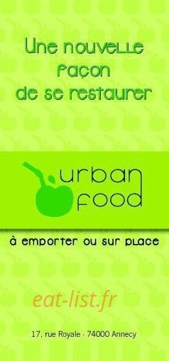 Urban Food — carte page 1