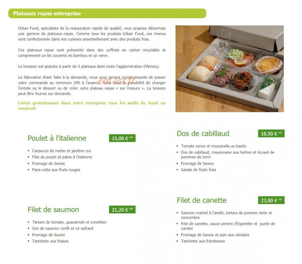 Urban Food — carte page 13