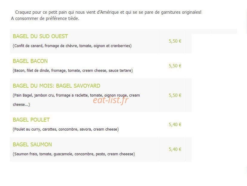 Urban Food — carte page 3