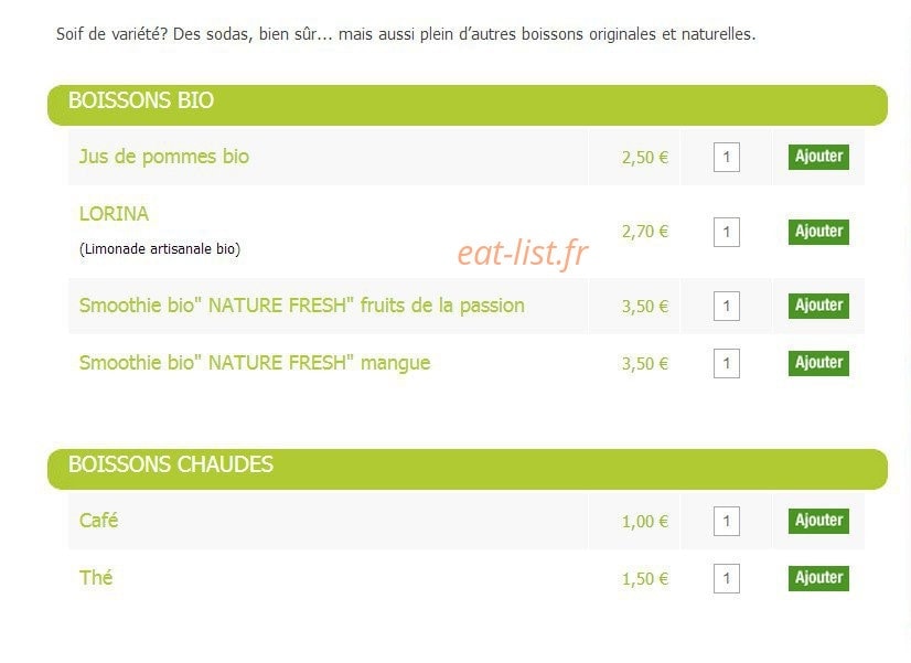 Urban Food — carte page 8