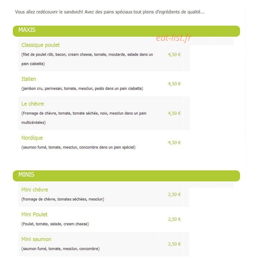 Urban Food — carte page 2