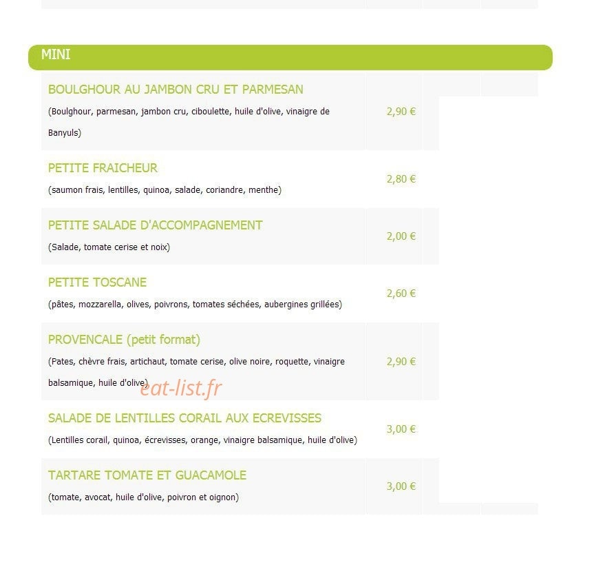 Urban Food — carte page 5