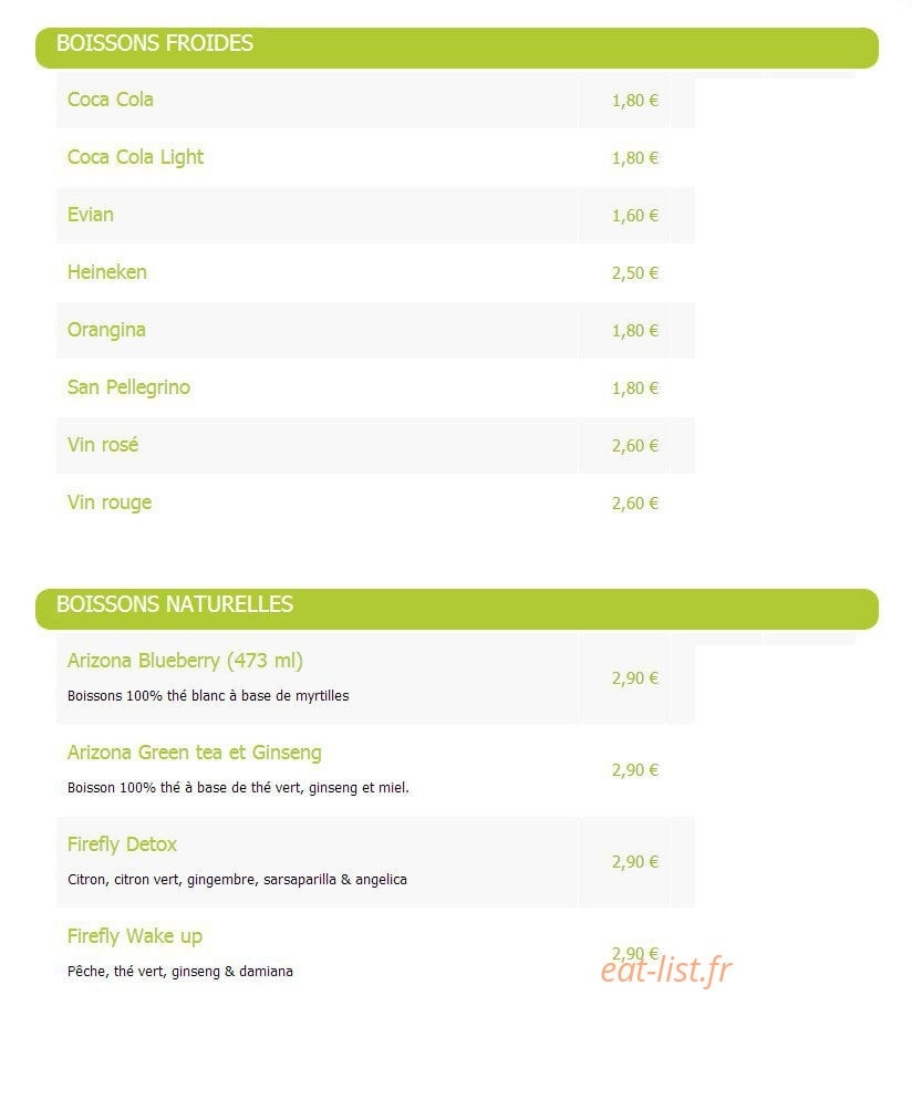 Urban Food — carte page 9