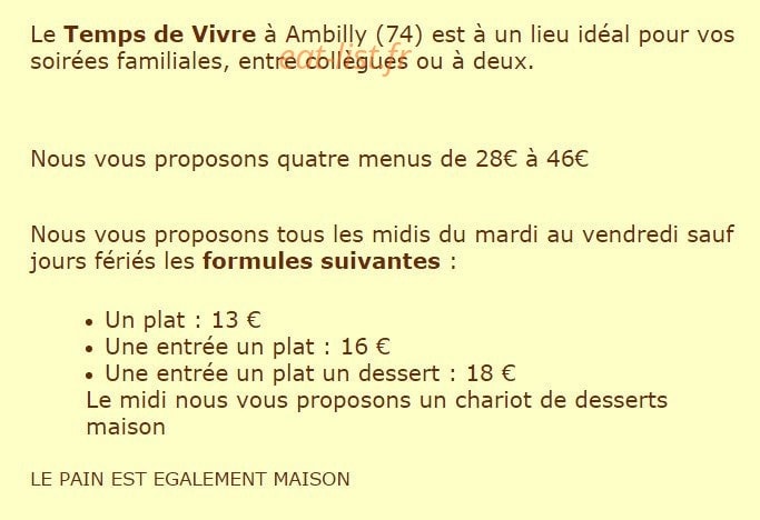 Le temps de vivre — carte page 1