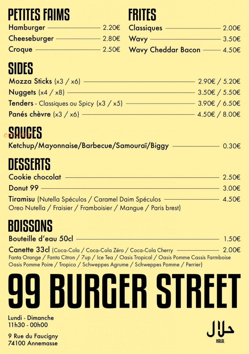 99 Burger Street — carte page 4