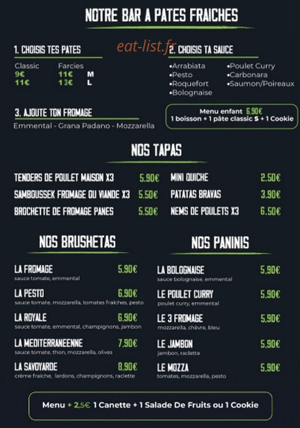 A la fresh — carte page 2