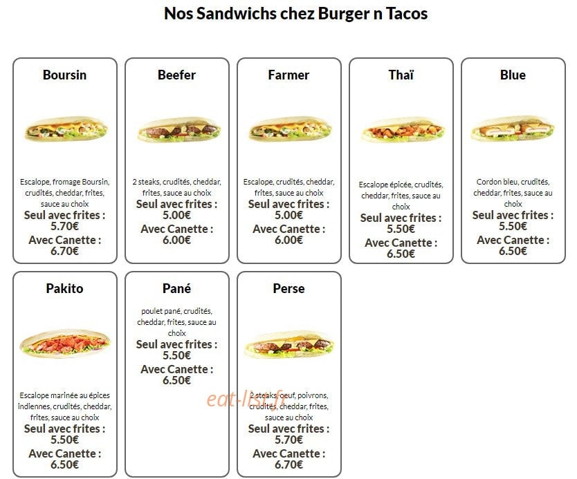 burger n tacos — carte page 4