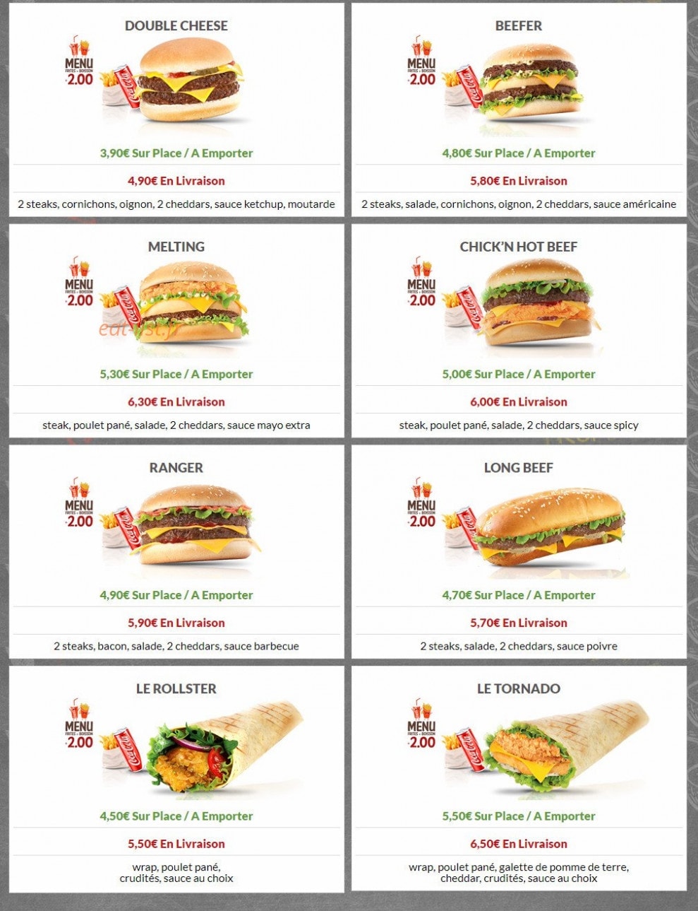 Chick'n Burger — carte page 3