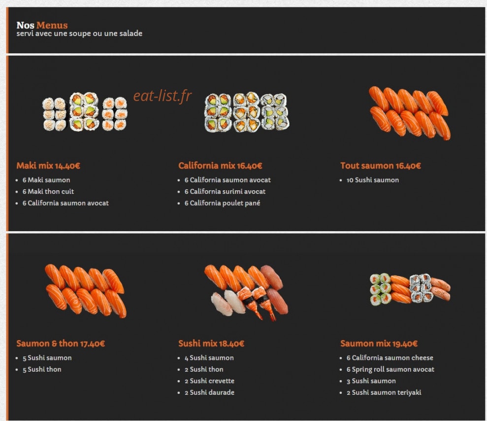 E-Sushi — carte page 1