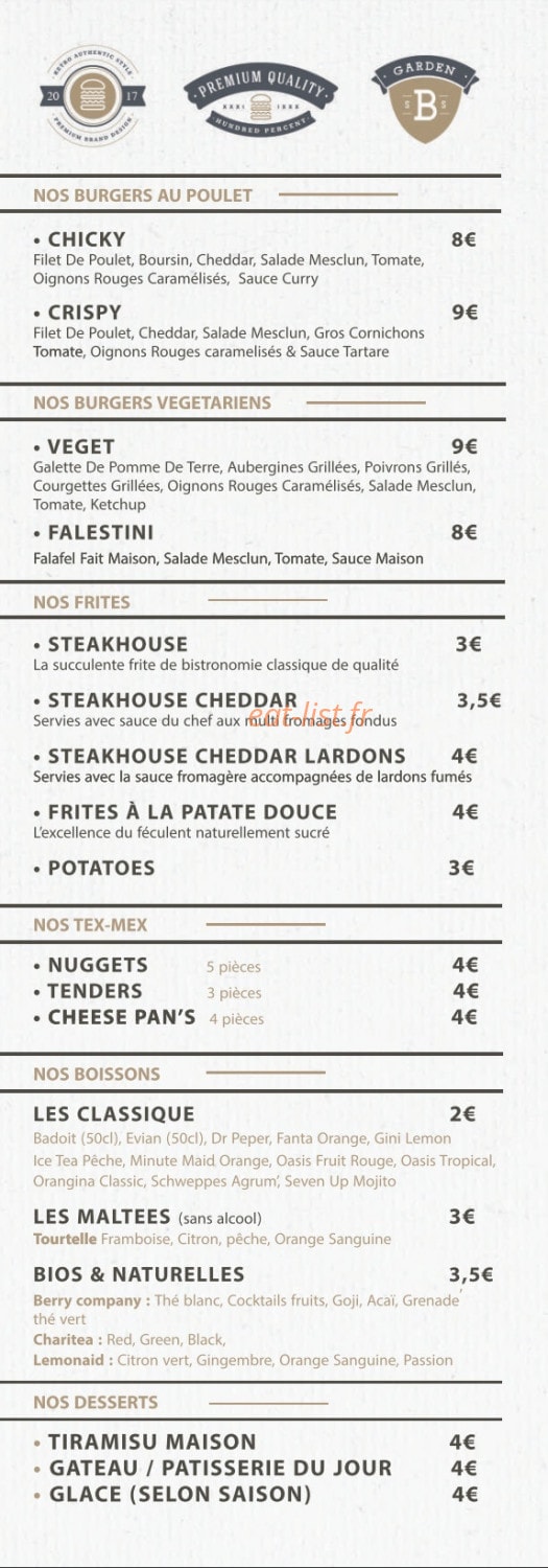 Garden Burger — carte page 2