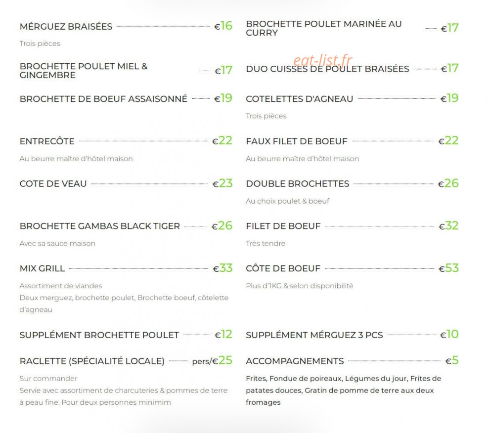 Carte et menu de Garden family à Annemasse — Brochettes et grillades