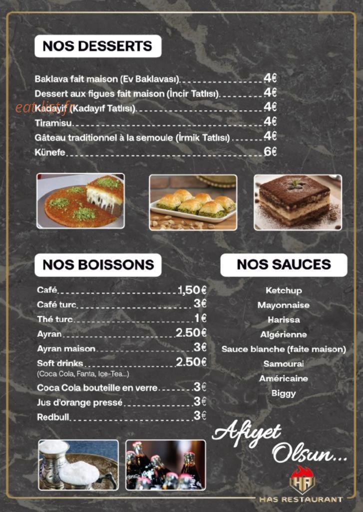 Has Restaurant — carte page 3