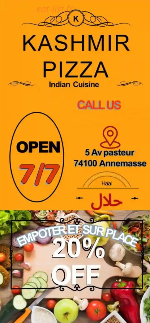 Kashmir pizza — carte page 1
