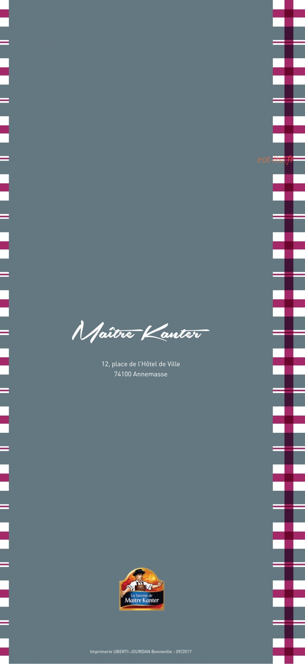 La Taverne de Maitre Kanter — carte page 12