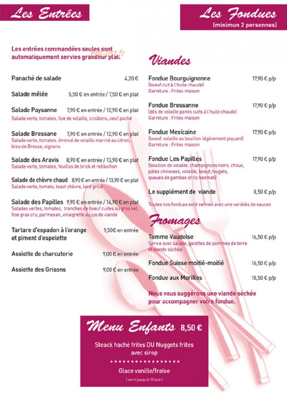 Les Papilles — carte page 1