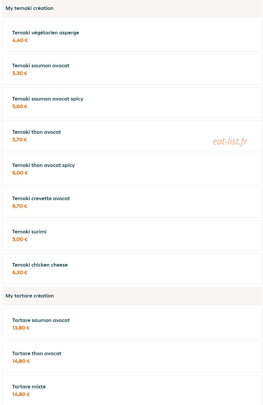 O my sushi — carte page 5
