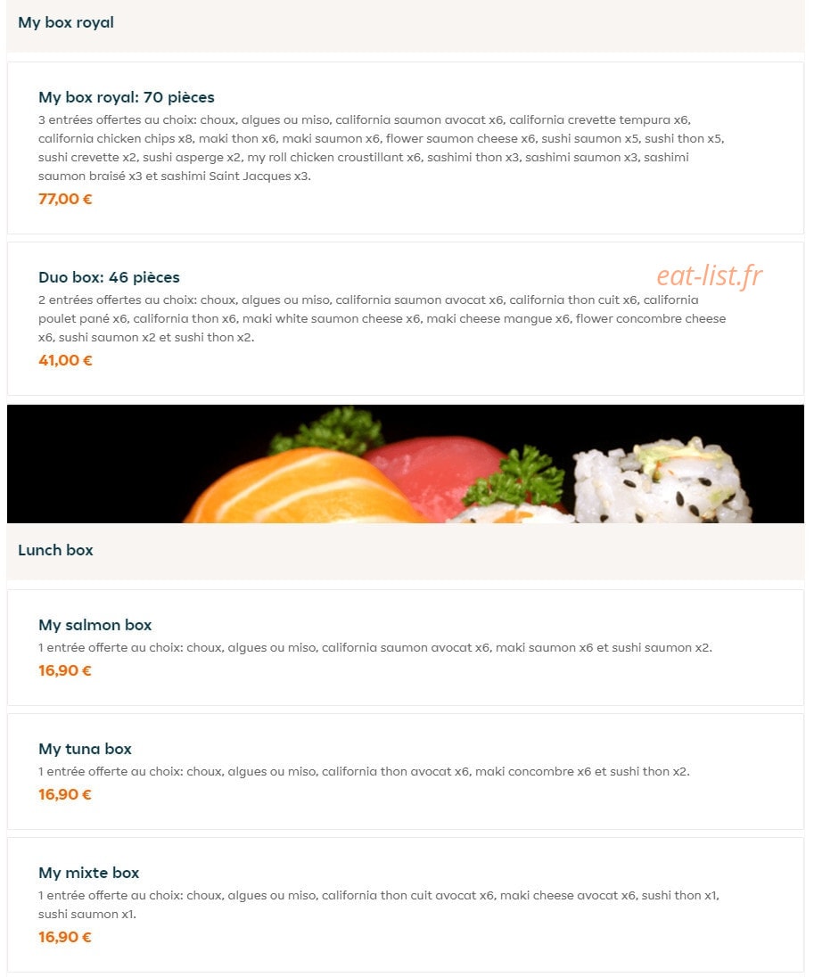 O my sushi — carte page 2