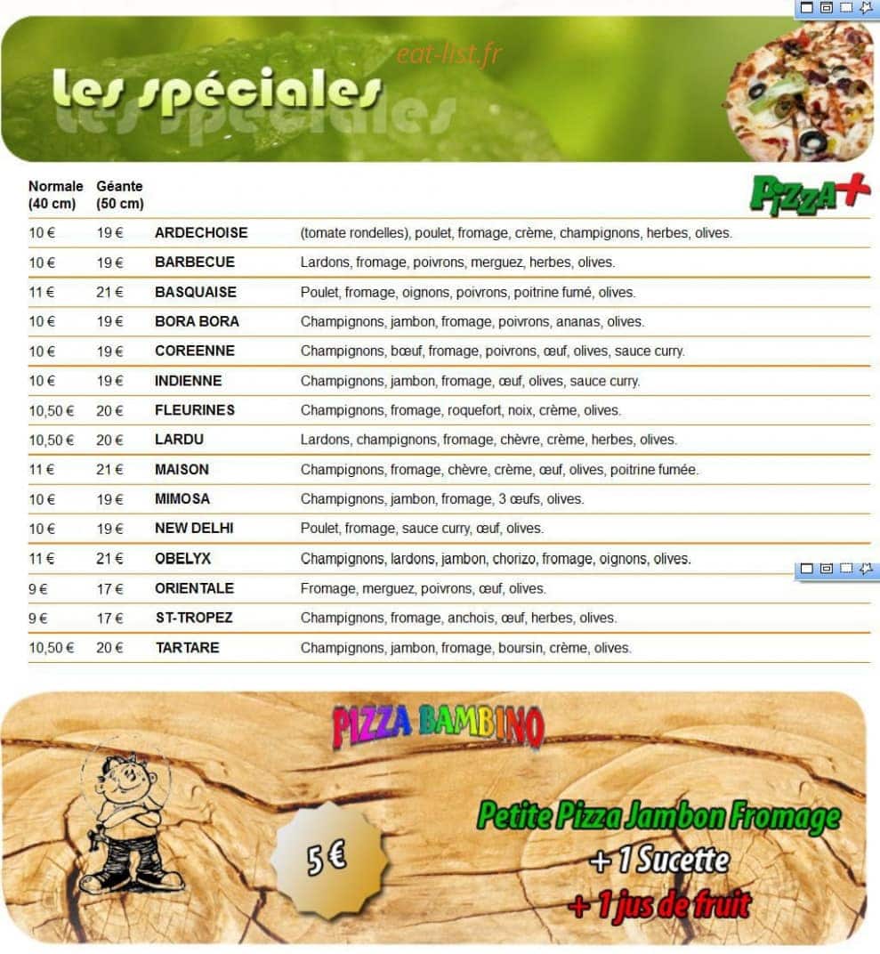 Pizza Plus — carte page 3