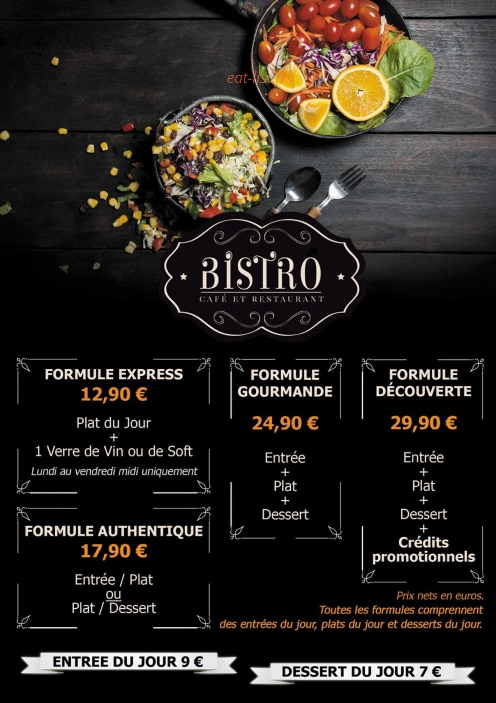 Restaurant du Casino — carte page 1