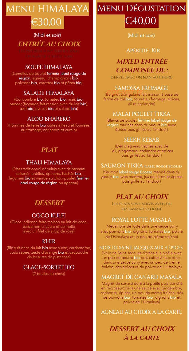 Restaurant Himalaya — carte page 2