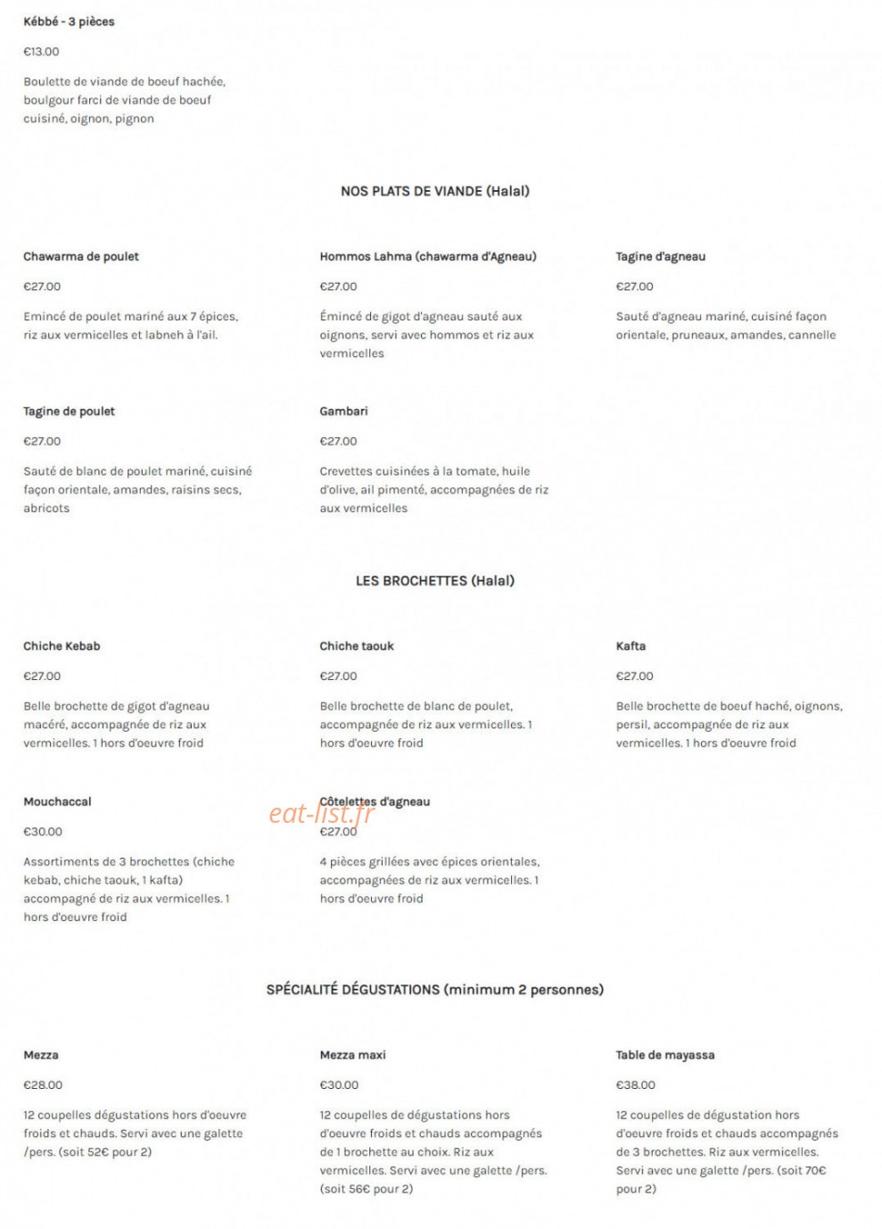 Restaurant La-Ina — carte page 2