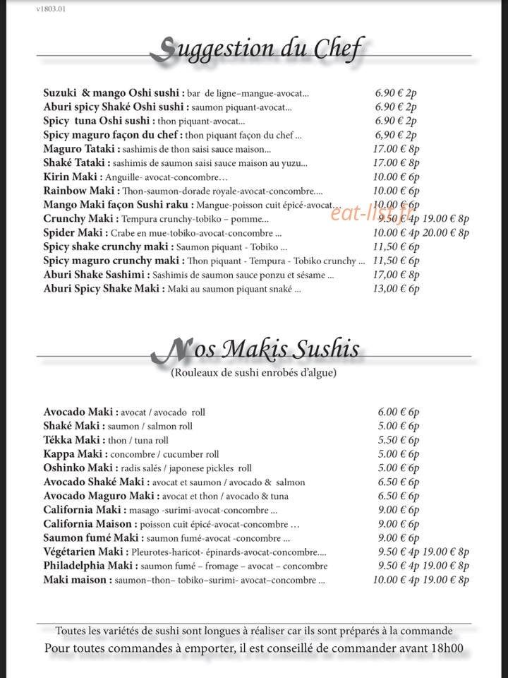 Sushi Raku — carte page 2