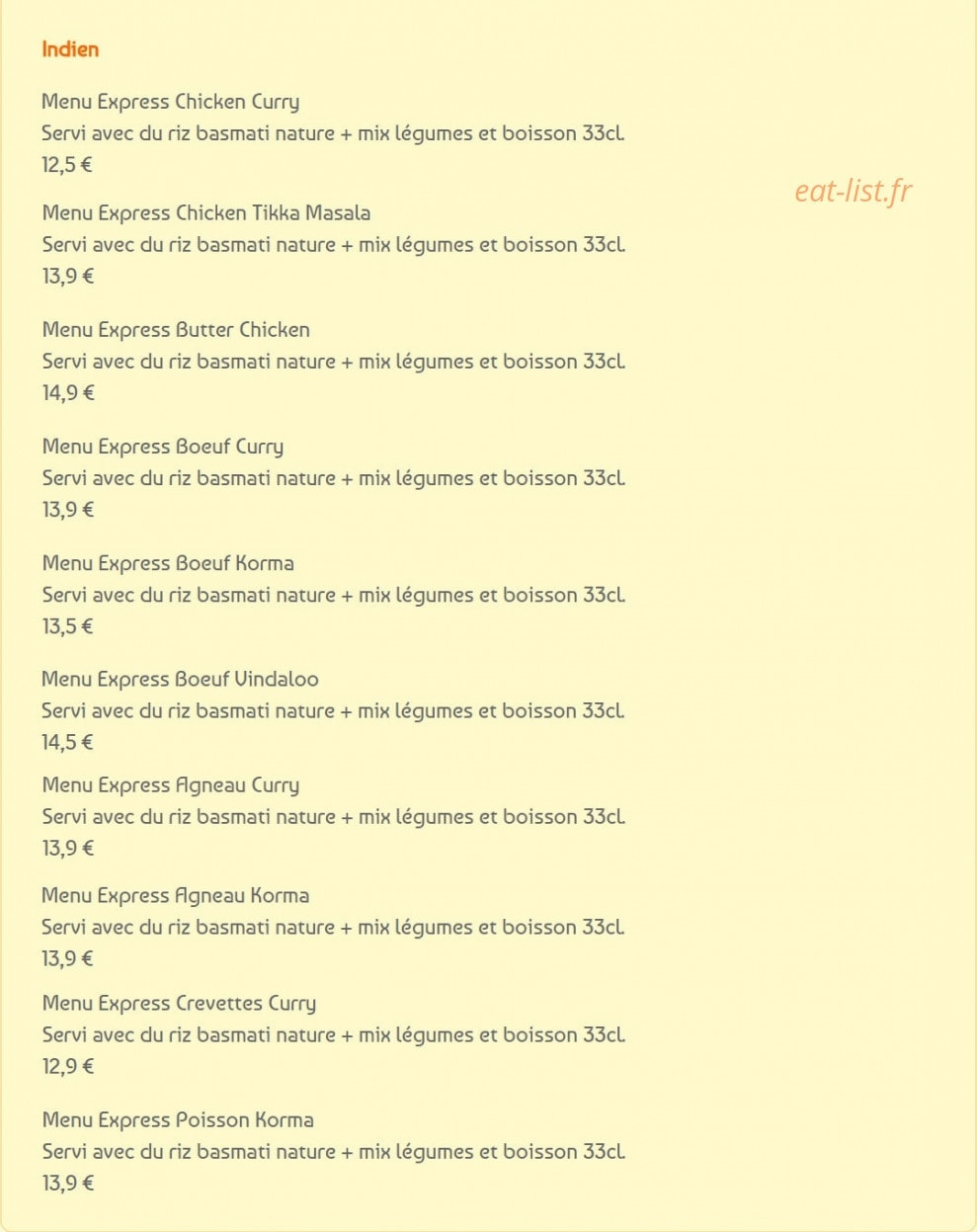 Tandoori Corner — carte page 5