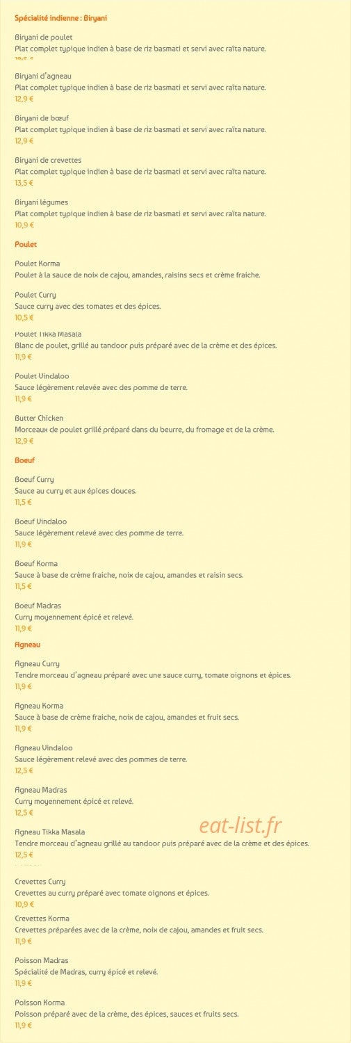 Tandoori Corner — carte page 2