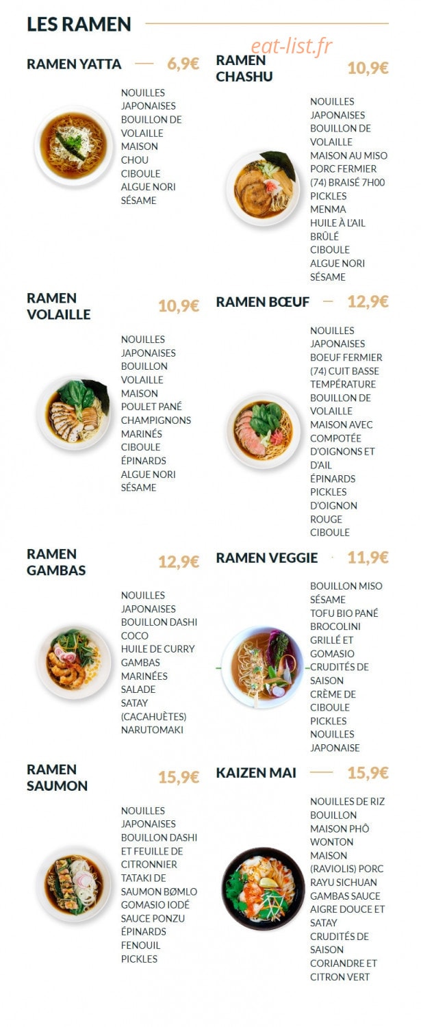Yatta Ramen — carte page 2