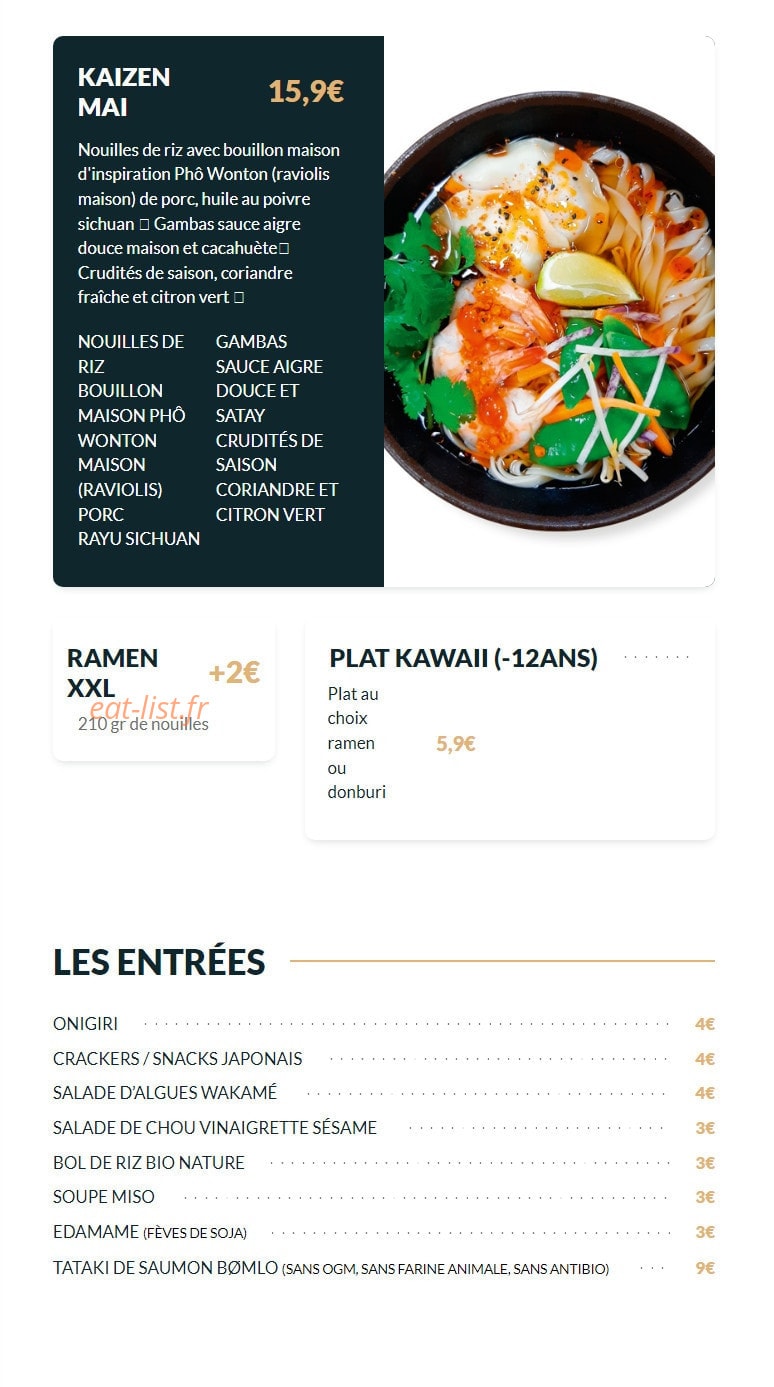 Yatta Ramen — carte page 1