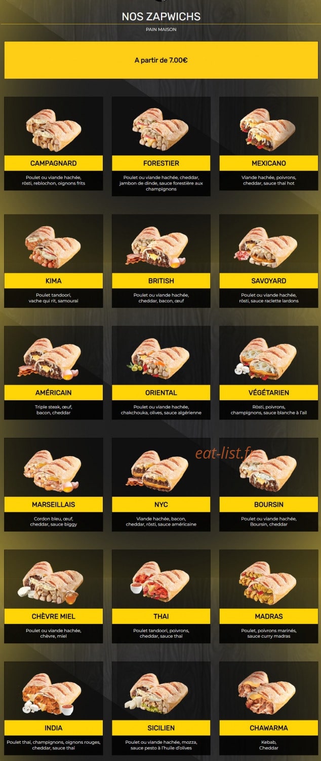 Zap’wich — carte page 3
