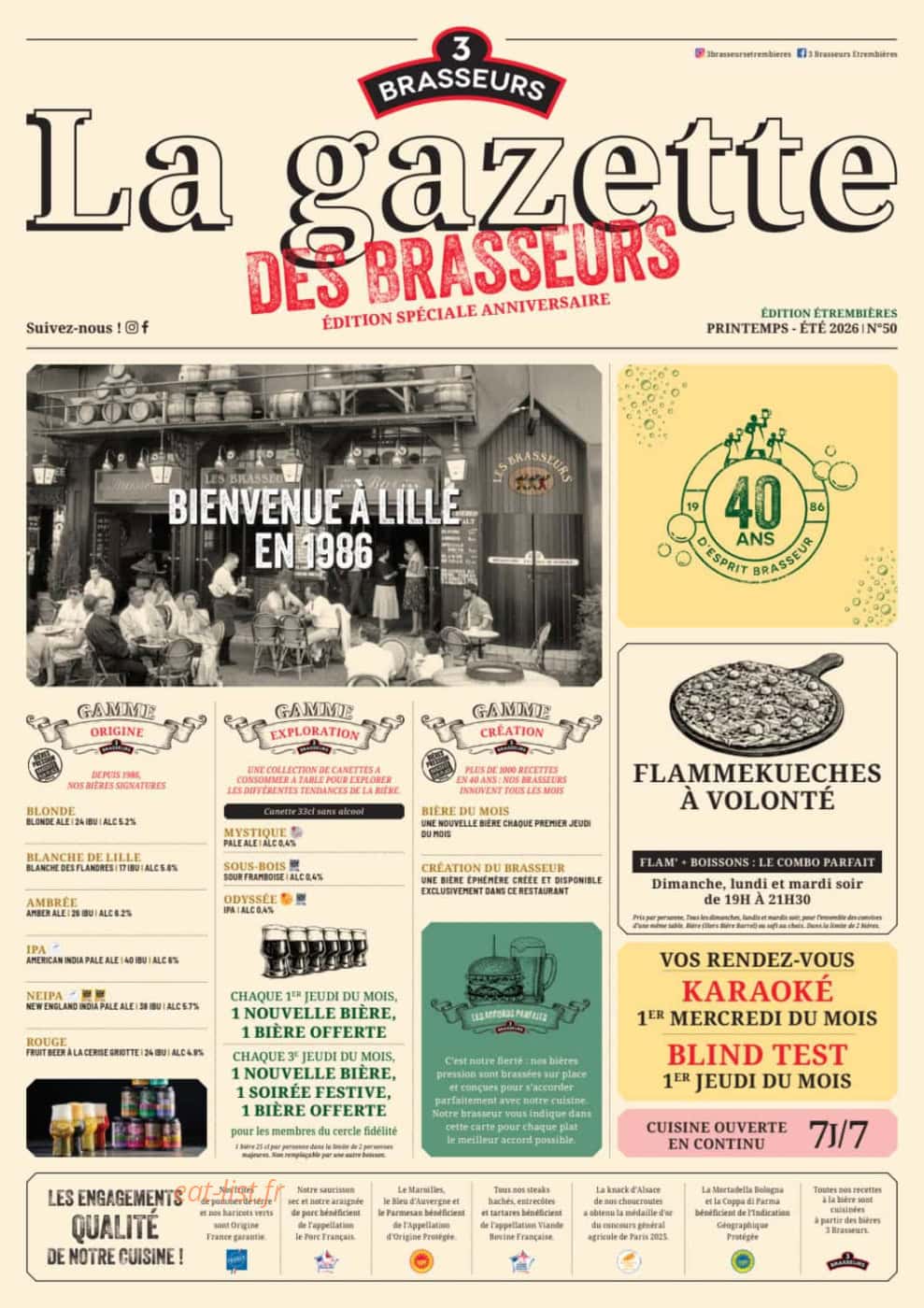 Les 3 Brasseurs — carte page 1