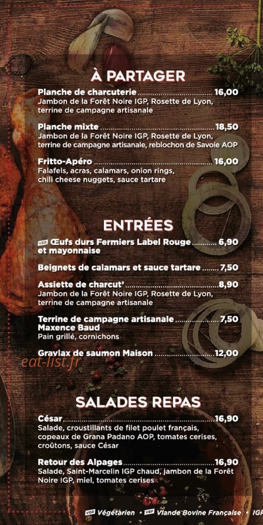Carte et menu de Victoria's Grill à Etrembieres — Les entrées, salades, ...